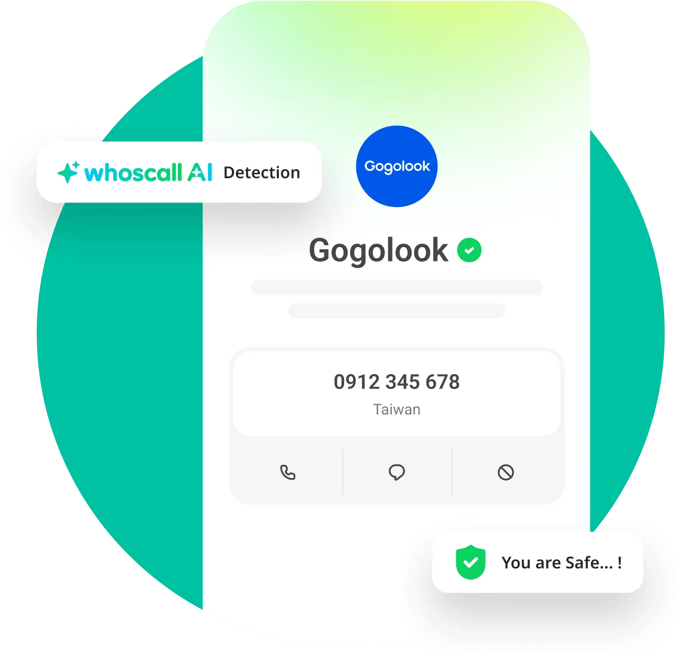 Phone number check result in Whoscall app