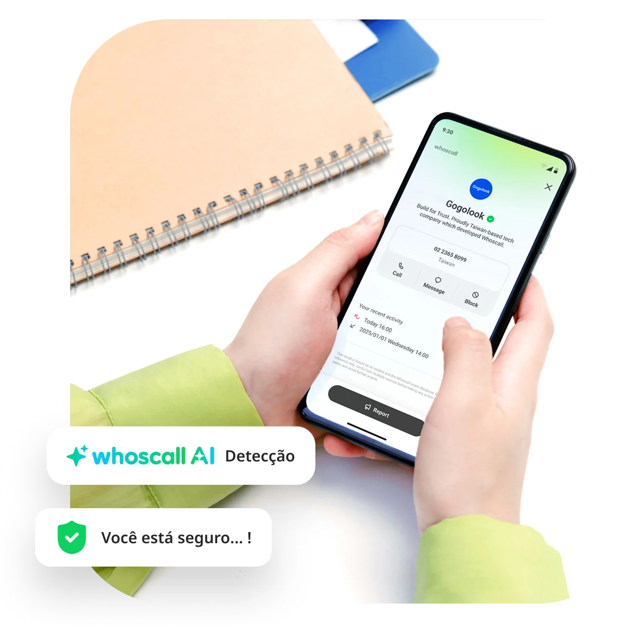 O aplicativo Whoscall detecta chamadas e links suspeitos.