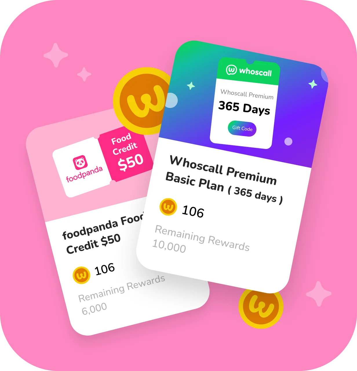 Foodpanda and Whoscall reward cards partnership illustration