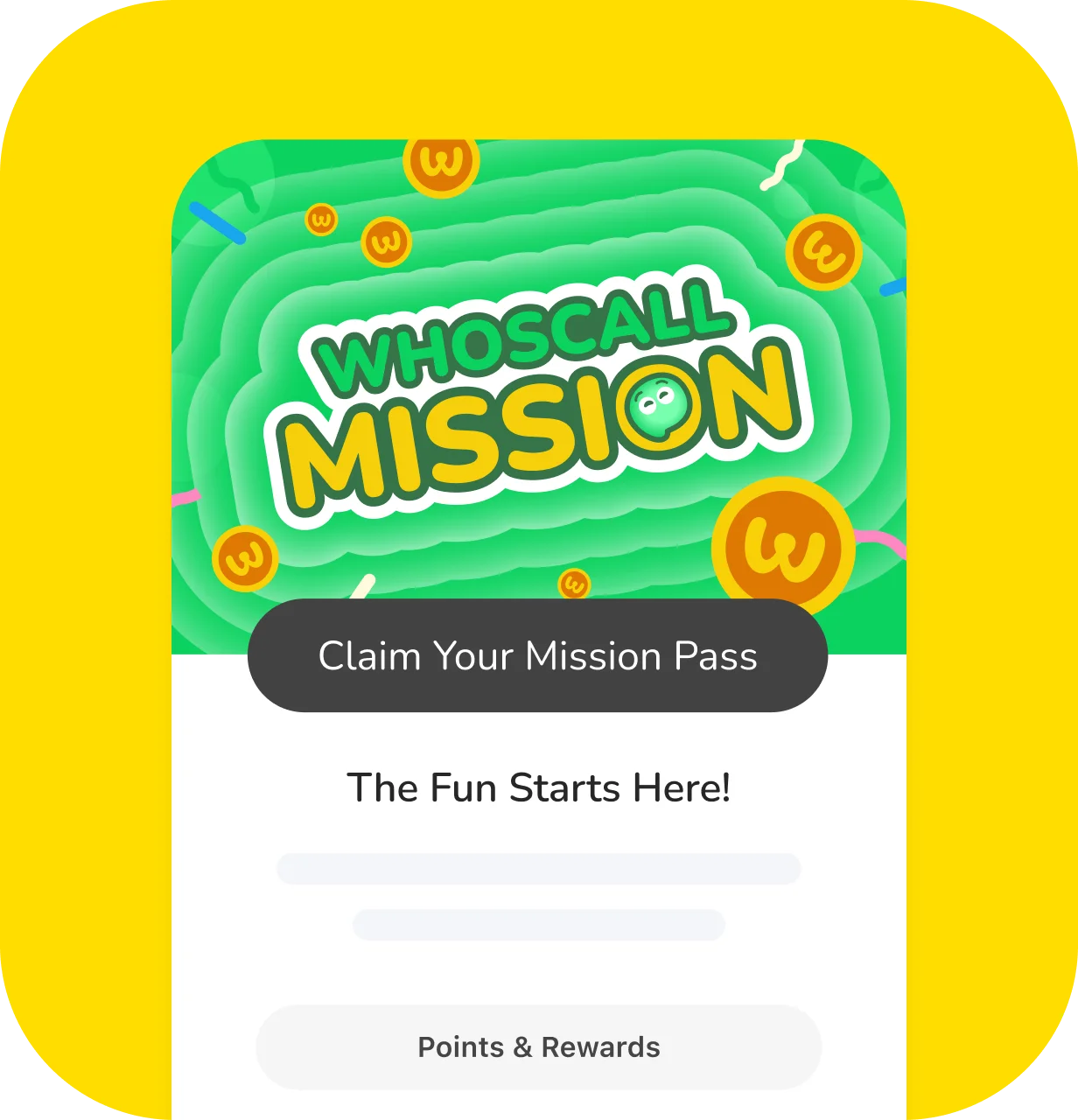 Whoscall Mission app screen showing the mission board